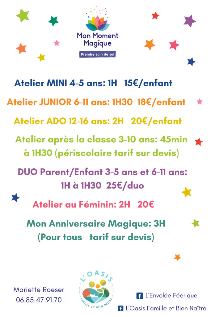 Présentation tarifs Mon Moment Magique - Oasis Famille et Bien Naitre